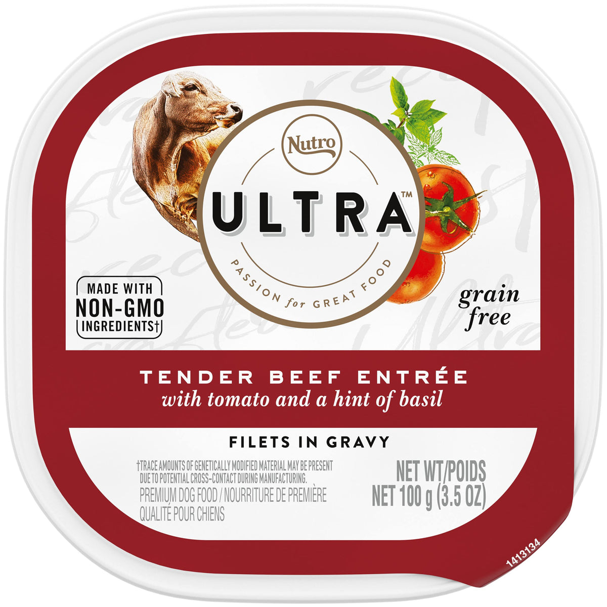 NUTRO ULTRA Grain Free Adult Wet Dog Food Filets in Gravy Tender Beef EntrÃƒÆ’Ã†â€™Ãƒâ€ Ã¢â‚¬â„¢ÃƒÆ’Ã¢â‚¬Â ÃƒÂ¢Ã¢â€šÂ¬Ã¢â€žÂ¢ÃƒÆ’Ã†â€™ÃƒÂ¢Ã¢â€šÂ¬Ã…Â¡ÃƒÆ’Ã¢â‚¬Å¡Ãƒâ€šÃ‚Â©e With Tomato and a Hint of Basil, (24) 3.5 oz. Trays