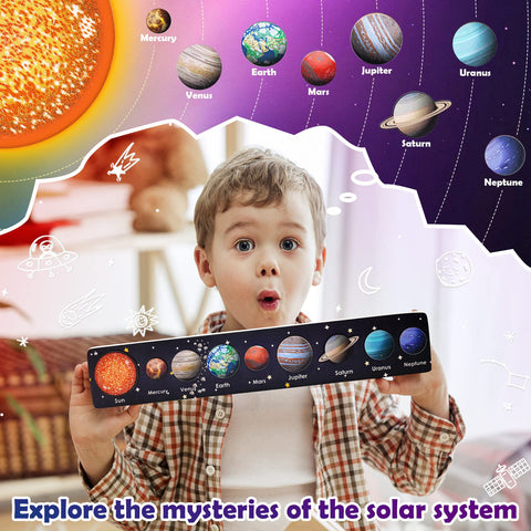 Montessori Toys for 3-Year-Old Boys Girls: Wooden Solar System Puzzle Toddlers Age 3 4 5 6 Year old Kids Board Gift 3-6 Old Learning Resources Educational Great Gifts