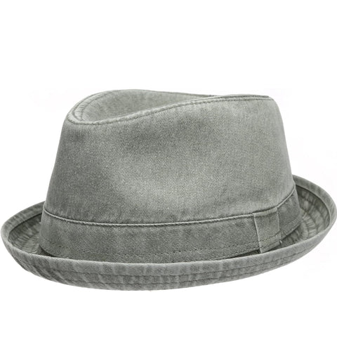 Men's Casual Vintage Style Washed Cotton Fedora Hat (US, Alpha, Small, Medium, Olive)