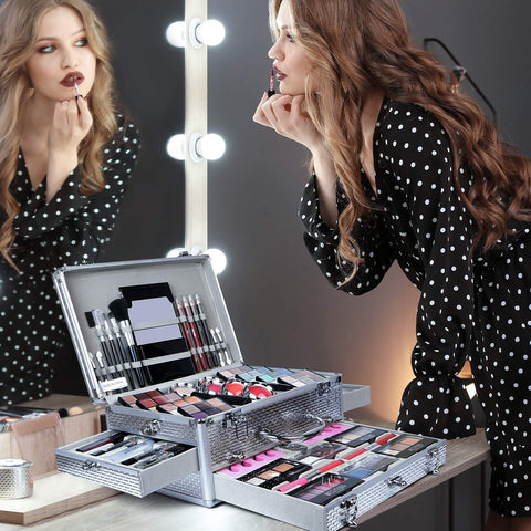 Joyeee All-in-One Makeup Gift Set Carry All Makeup Kit Women Full Kit With Makeup Bag Lipgloss Lipstick Concealer Blush Foundation Face Powder Eyeshadow Palette Cosmetic Palette #10