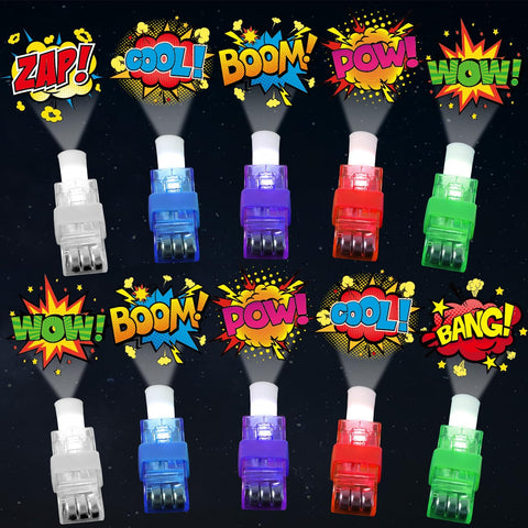 CHUNNIN 36 PCS Super Theme Hero Party Favors Hero LED Light Up Finger Lights, Glow in the Dark Hero Party Bulk for Chriatmas Goodie Treat Bags Stuffers Super Theme Birthday Party Supplies