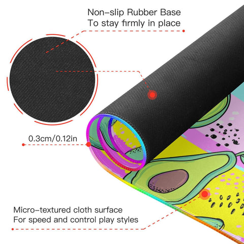 Avocado Wireless Charging Mouse Pad for Mobile Phone Extra Large Gaming Mousepad with 13 Lighting Modes Computer Mat for Gaming MacBook Laptop Desk Home Office