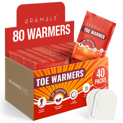 Bramble - 80 Toe Foot Warmers (40 Packs), Feet Warmers for Women and Men - Suitable for Outdoor Activities, Hiking, Golf, Football, Lasts 8 Hours+