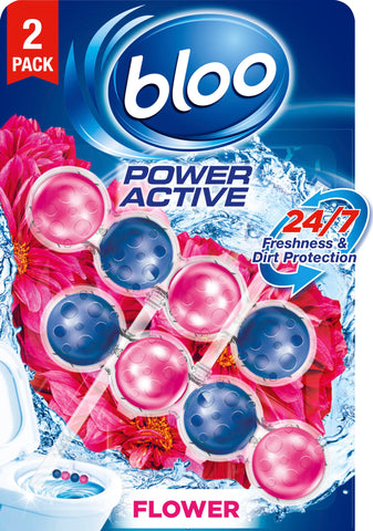 Bloo Power Active Toilet Rim Block, Fresh Flowers, 2 x 50g