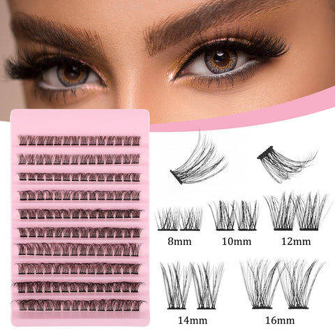 WLLHYF Eyelash Extension Kit 140Pcs Lash Clusters DIY Lash Extension Kit 8-16MM Mix D Curl Individual Eyelashes Kit for Lash Extension Professional and Beginners