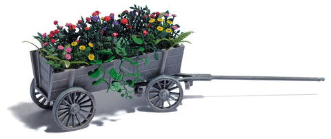 Busch 1228 Wooden Cart with Flowers HO Scale Model Vehicle