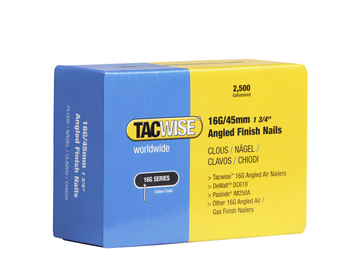 Tacwise 0771 1-3/4 Inch Angled Nails for Dewalt DC618KB/Paslode IM250A/IM65A F16 Nailers, 2500-Pack (0771)