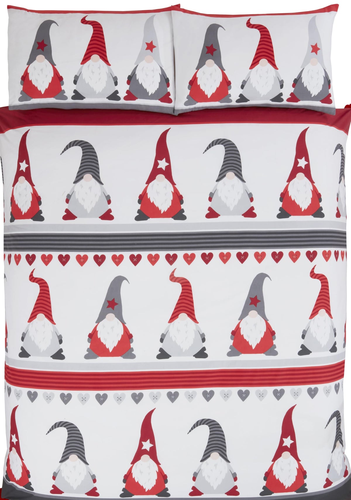 Rapport Festive Gonks Duvet Cover Christmas Bed Set, White, 3pcs, Double