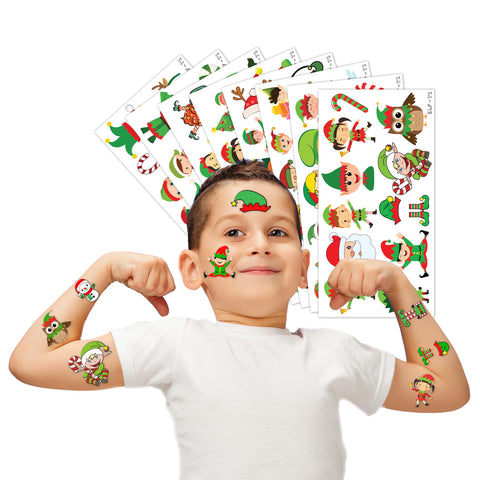 Elf Temporary Tattoos for Kids Christmas Funny Themed Birthday Party Decorations, Favors, and Gifts Super Cute Noel Santa Fake 93PCS Tattoos Stickers for Boys, Girls, School Rewards
