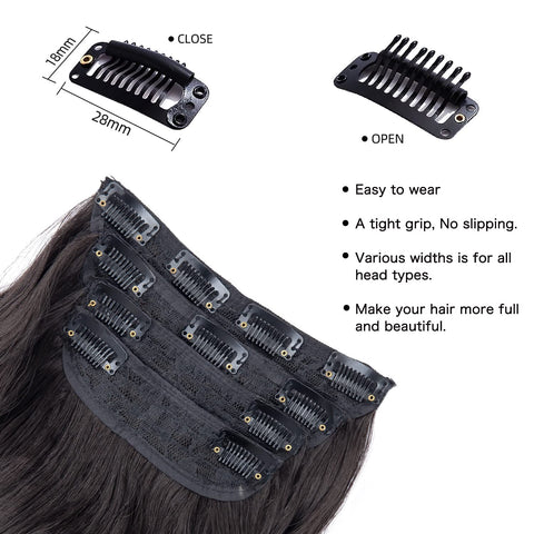 20 Inches Dark Brown Hair Extensions clip in, 4Pcs Synthetic Clip in Hair Extension, Curly Hair Extensions Clip in, Natural Thick Hair Extensions Wavy Hair Pieces for Women (Color:Dark Brown)