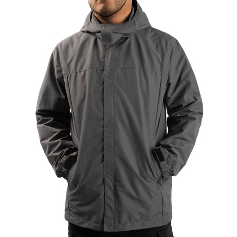 ANAYSN Men's Rain Jacket with Hood Waterproof Lightweight Jacket and Zip Pockets Raincoat for Outdoor Camping Hiking, gray, XL