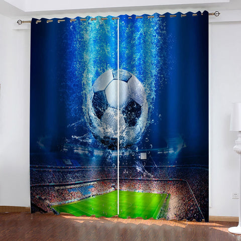 GOKSEL Blackout Curtains 2 Panels X W29.5 inch X L65 inch Ocean Football 3D Patterns Microfiber Fabric Eyelet Blackout Curtains for Living Room Bedroom Window