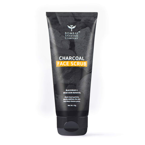 Bombay Shaving Company Charcoal Face Scrub with Black Sand, Exfoliates skins & Removes Black Heads, Black, 45 g