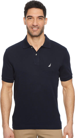 Nautica Men's Classic Fit Short Sleeve Solid Soft Cotton Polo Shirt, navy, 4XLT