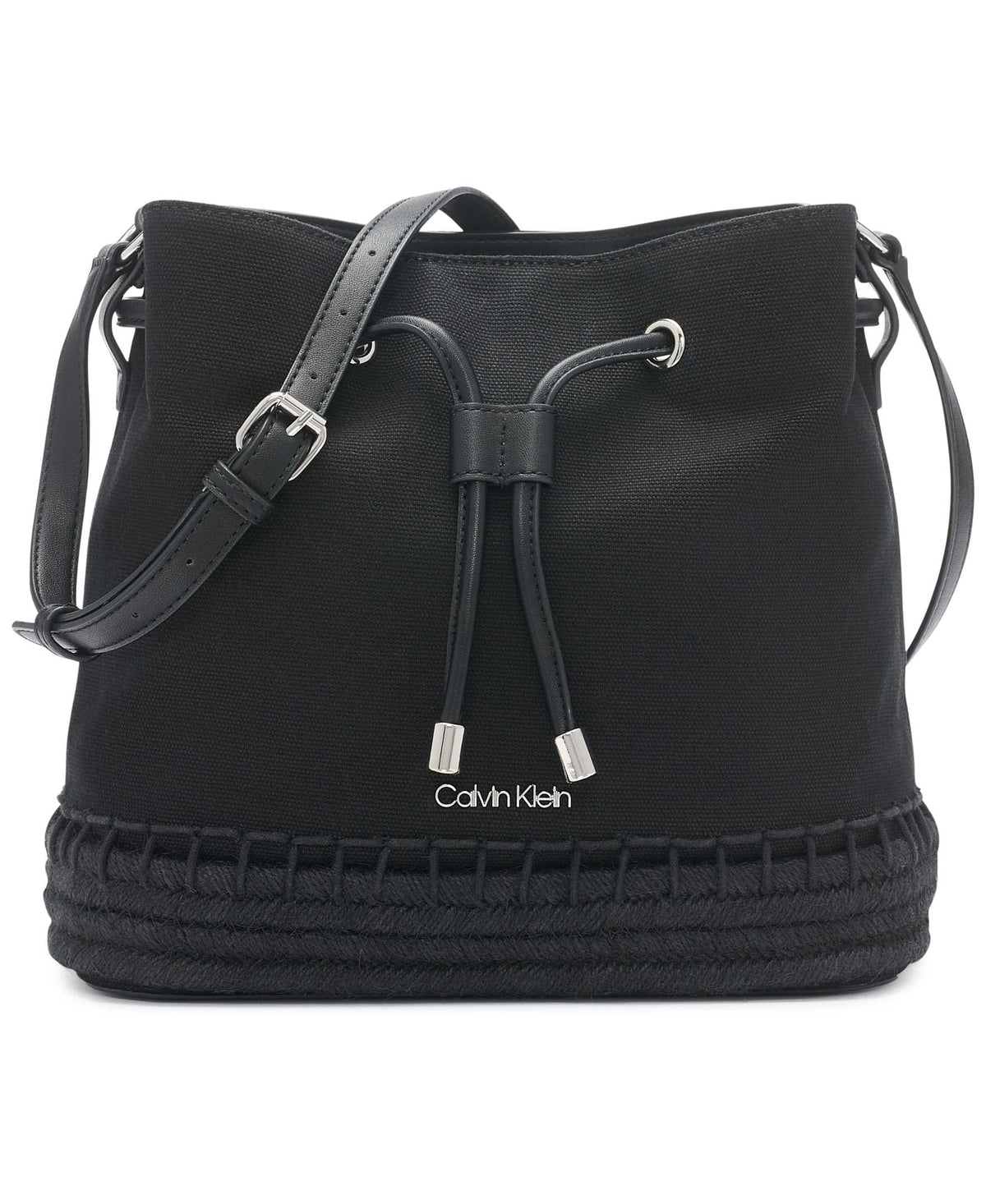 Calvin Klein Gabrianna Novelty Bucket Shoulder Bag, Black Espadrille