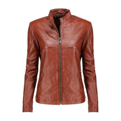 SHOP OF JACKETS LIMITED Women Real Leather Soft Lamb Skin Black Genuine Leather Jacket (XXL, Tan)