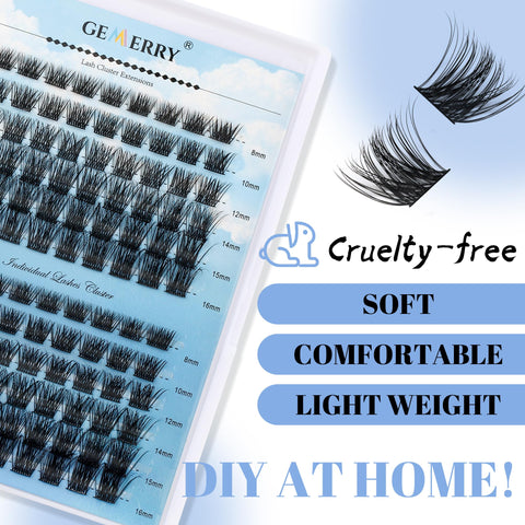 GEMERRY Lash Clusters 120 Cluster Lashes Individual Lashes Eyelash Clusters Lash Extension D Curl Lashes Mixed Tray 8-16mm Cat Eye Diy Eyelash Extensions?C09-0.07D, Mix8-16?