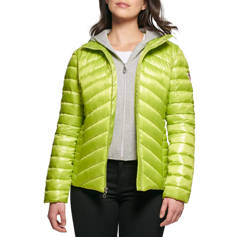 GUESS Women's Lightweight Puffer Jacket, Quilted Lime, Medium