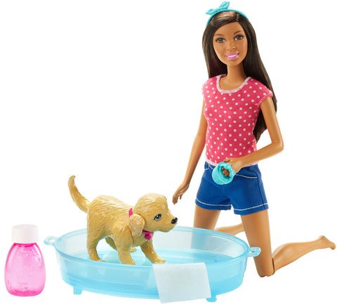 Barbie African-American Splish Splash Pup Playset
