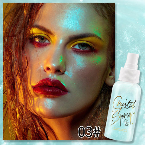 Erinde Body Glitter Spray, Moisturizing Body Shimmer Luminizer Glow Illuminator, Non-Sticky, Rave Party Glitter Spray Liquid Highlighter Sparkle Spray for Face, Hair & Body, 80ML, Glacier Blue