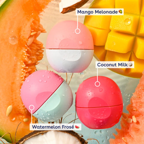 eos Juicy Vibes Lip Balm Variety Pack- Watermelon FrosÃƒÆ’Ã‚Â©, Mango Melonade & Coconut Milk, All-Day Moisture Lip Care Products, 0.25 oz, 3-Pack