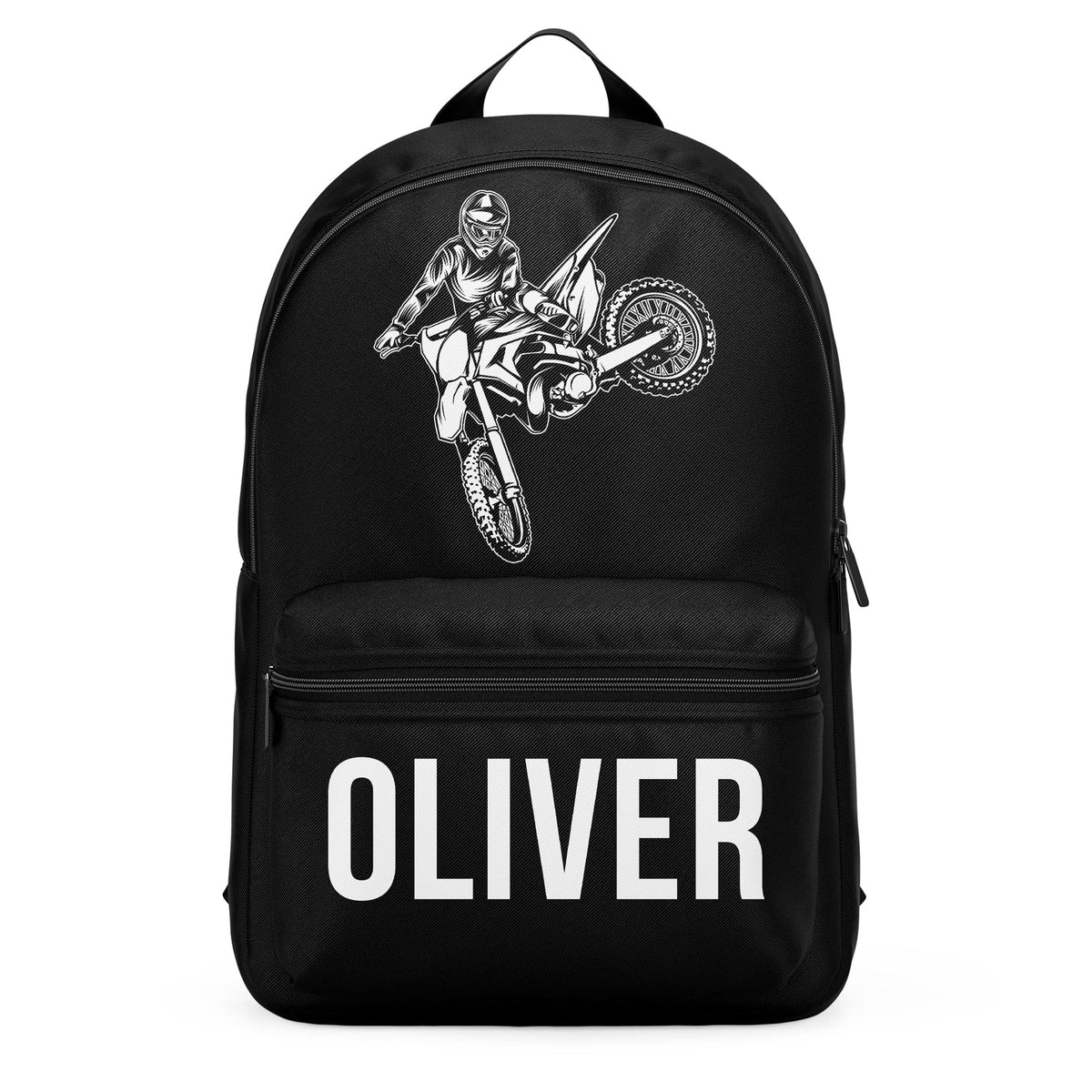 Purple Print House Personalised Motocross mini back pack - Custom School Bags for Boys, Back to School Accessories, One Size, Black