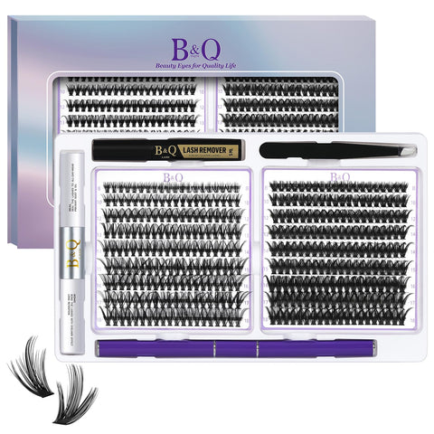 Lash Extension Kit 360 Pcs 40D 8-18 Mixed Eyelash Extensions Kit Individual Lashes Extension kit DIY Lash Clusters Kit with Lash Bond and Seal Eye Lash Extension Kit at Home(Mkit-40D50D-0.07C-8-18MIX)