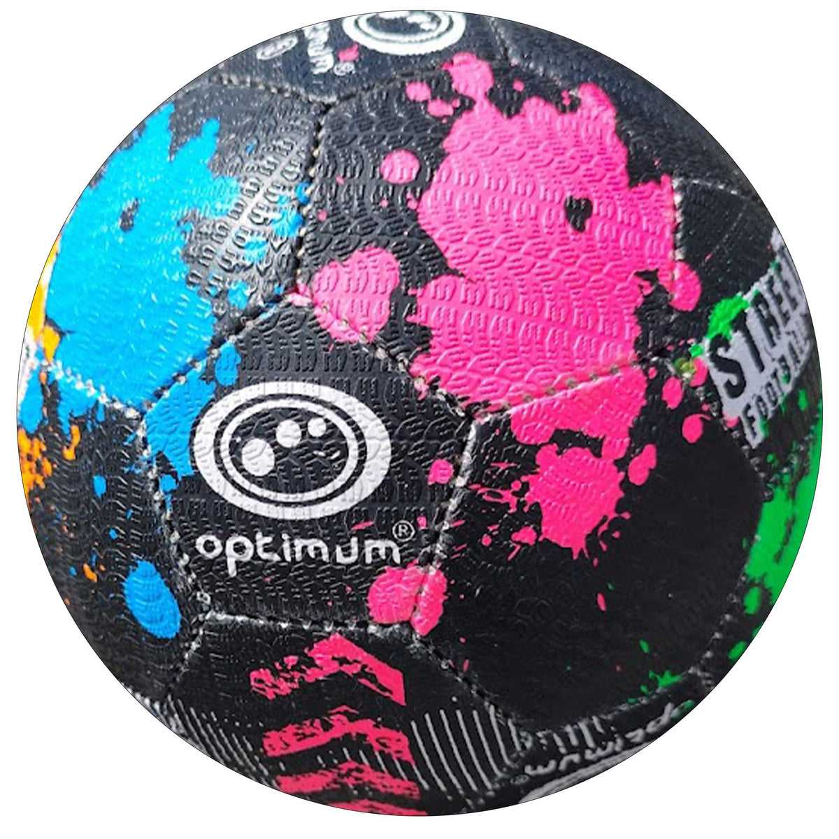 Optimum Unisex Street Football - Top-Grade Durable Korean Rubber, Long-Lasting Tire Grip, Ideal for Concrete & Asphalt, All-Weather, Multi-Colour,Size 5