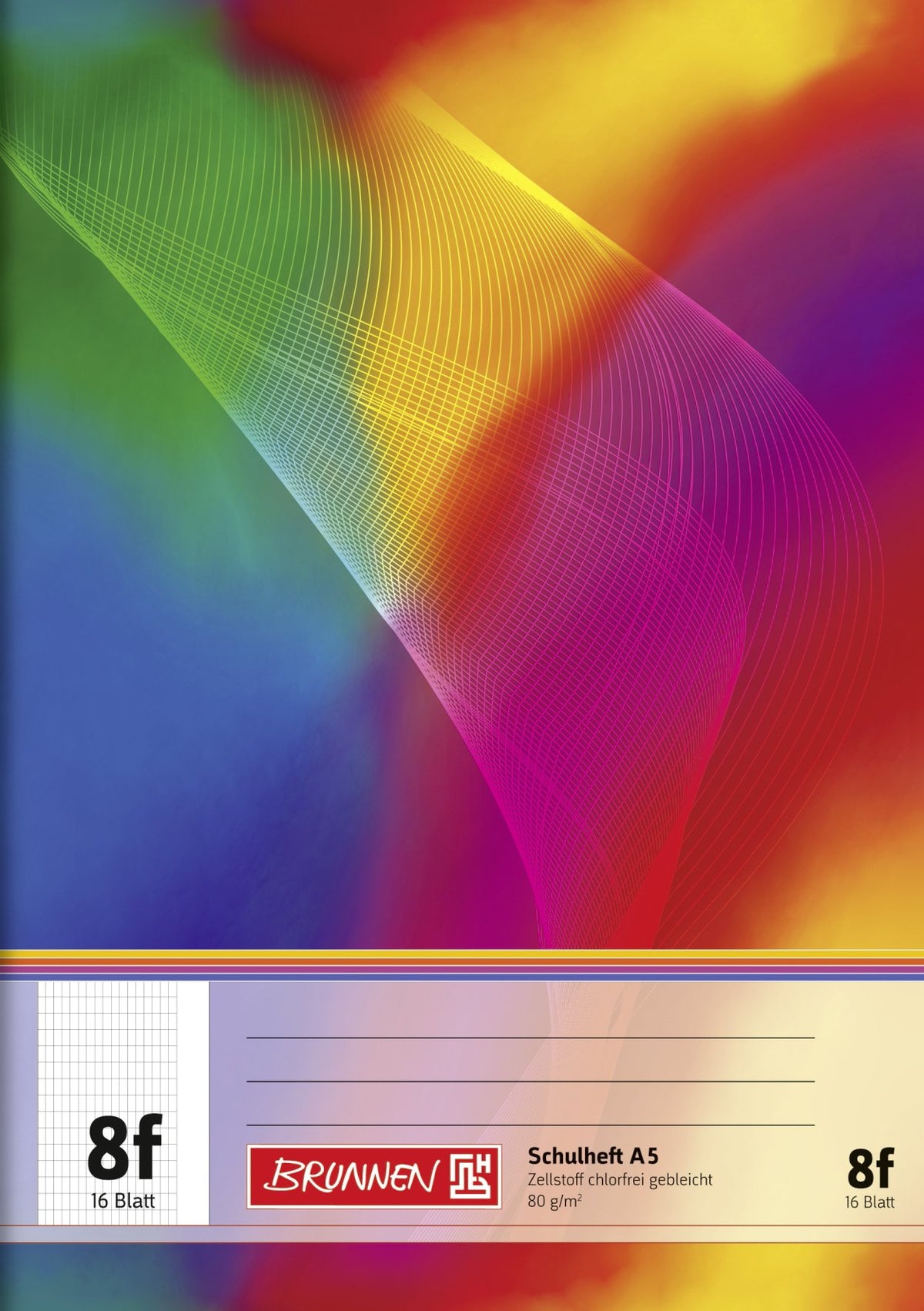 Brunnen 104590802 Exercise Book A5 (16 Sheets, 5 x 7 mm Diamond, with Margin)