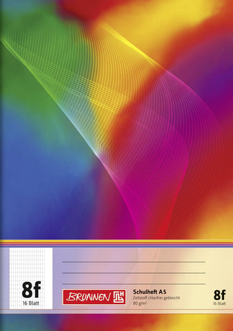 Brunnen 104590802 Exercise Book A5 (16 Sheets, 5 x 7 mm Diamond, with Margin)