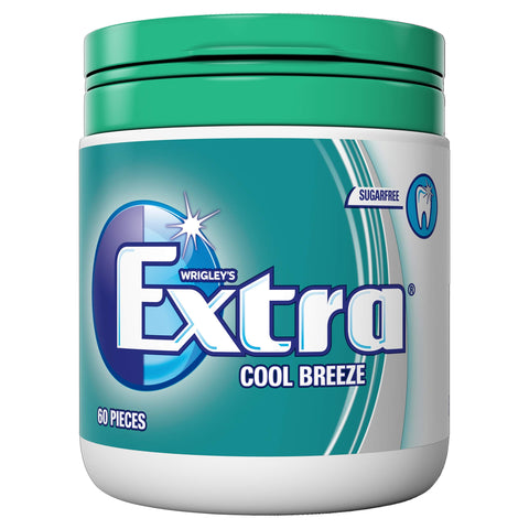 Wrigleys Extra Chewing Gum Bottle Sugar Free, Cool Breeze Flavour, 60 Pieces