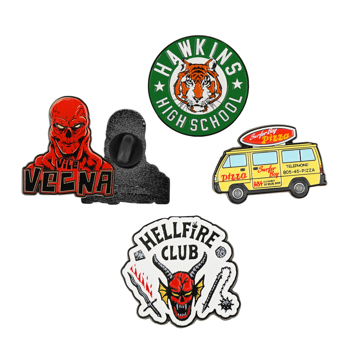 Cinereplicas Stranger Things - Set of 4 Stranger Things Season 3 Pin - 3cm - Official License (Season 4)