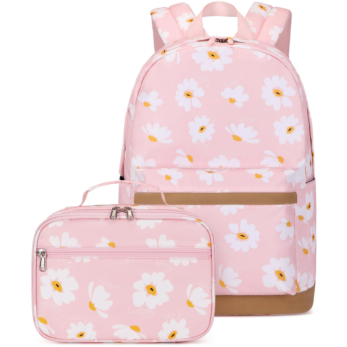 Sugaroom School Backpack for Girls Kids Backpack with Lunch Box Lightweight Water Resistant Daisy Bookbags Set