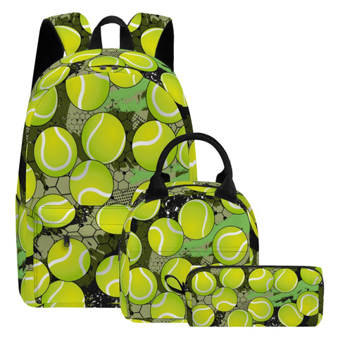 Scovotec Tennis 3PCS Backpack for Boys Girls, Kids School Backpack Sets with Lunch Bag Pencil Case, 17 Inch Lightweight Backpack 3 in 1 Set for Teens Elementary Middle High School Students