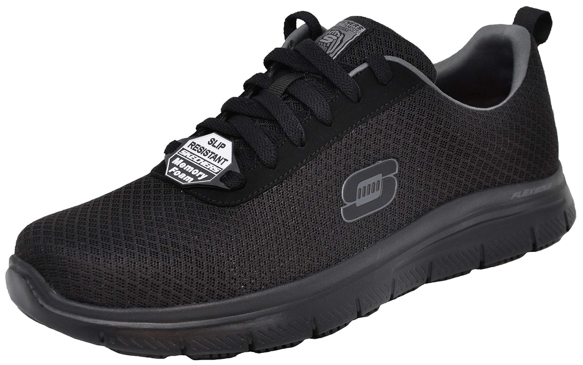Skechers Men's Flex Advantage Bendon Work Shoe, Black/Charcoal, 11 M US