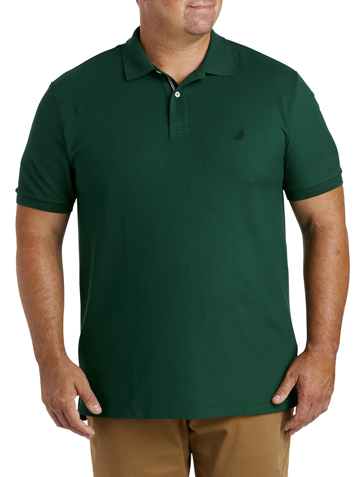 Nautica Men's Classic Fit Short Sleeve Solid Performance Deck Polo Shirt, tidal Green, 1X Big