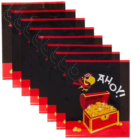 Unique Pirate Fun Party Loot Bags, 9" x 7.5", Multicolor