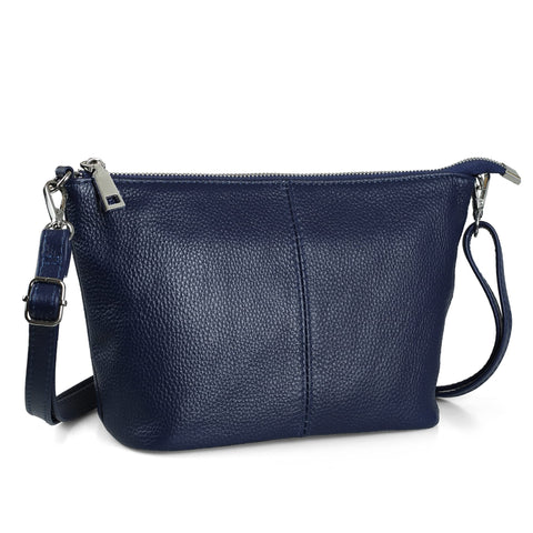befen Blue Crossbody Bags for Women, Genuine Leather Crossbody Purses Shoulder Handbags for Travel - Medium Navy Blue