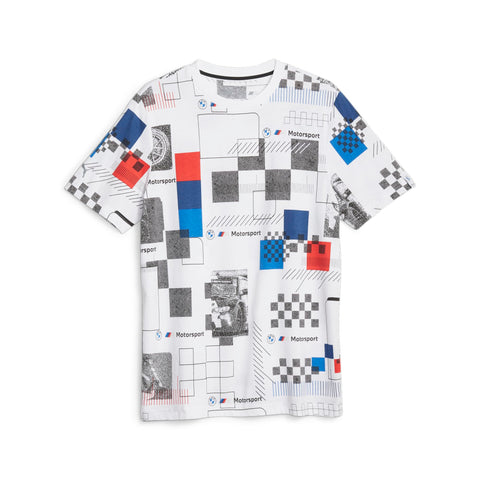 PUMA Men's Standard BMW MMS All Over Print Tee, White, XX-Large