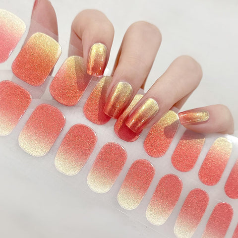 Semi Cured Gel Nails Strips Maggidea 2nd Generation 22 Stickers Aurora Nail Wraps Soft Self-Adhesive Gel Nail Stickers Salon-Quality UV/LED Lamp Required (108-Meet at Sunset)