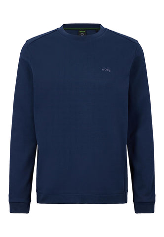 BOSS Mens Salbo Curved Curved-logo sweatshirt in mixed materials
