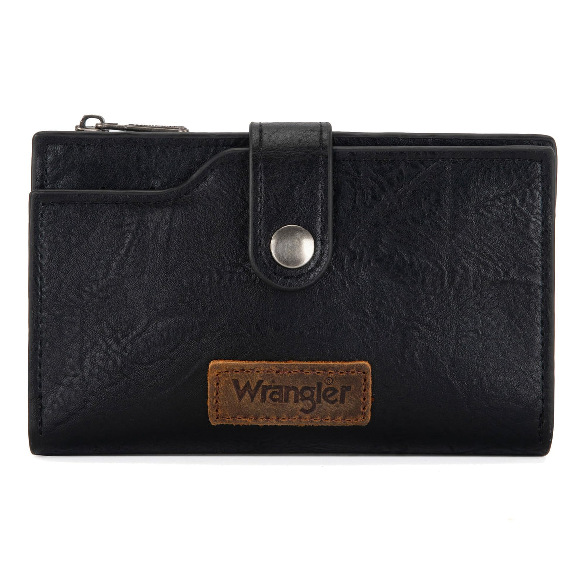 Wrangler Wallet Purse for Women Bifold Card Holder with Zipper Pocket Ladies Clutch with ID Window Gifts for Women Men Black WG119-W002BK