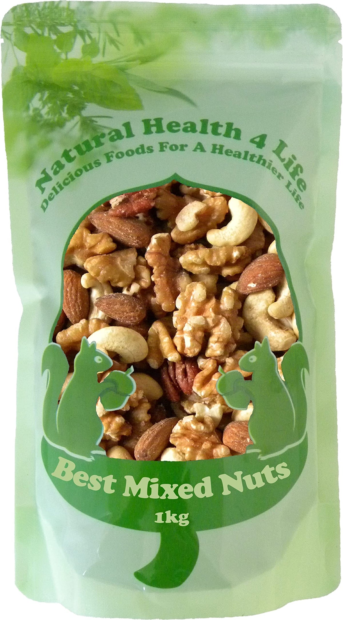 Natural Health 4 Life Snack Nut Mix Best Mixed Whole Nuts (Walnuts, Almonds, Cashews, Pecans) 1 kg in Resealable Pouch (1 Pouch)