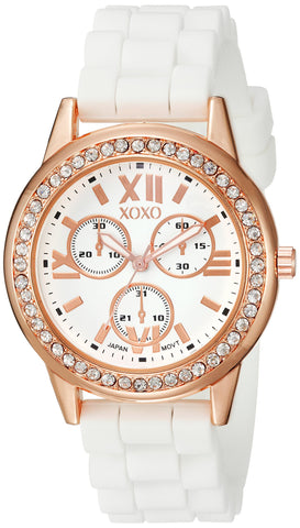 Accutime XOXO Women's XO8081 Analog Display Japanese Quartz White Watch, White, Japanese