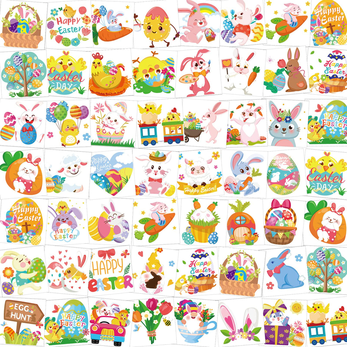 HOWAF 96pcs Luminous Easter Temporary Tattoos, Glow in Dark Easter Tattoos Fake Waterproof Tattoos Chick Easter Eggs Bunny Tattoo Stickers for Kids Party Favors Easter Basket Party Bag Fillers Gift