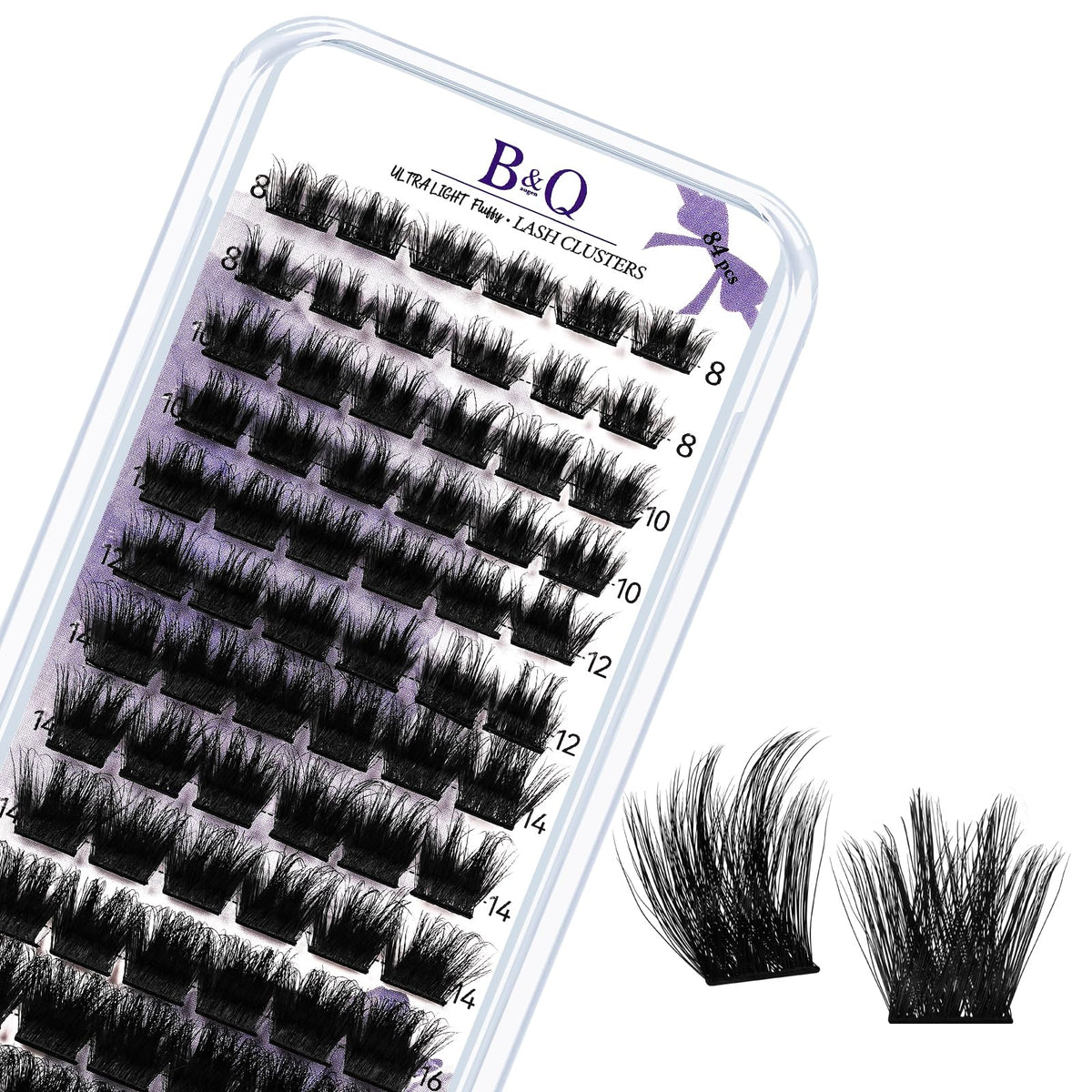 Lash Clusters Fluffy Individual Lashes 84 Pcs Ultralight Eyelash Clusters B&Q DIY Cluster Eyelash Extensions at Home Wispy Lash Extension Light as Feather Cluster Lashes (F03-C-8-18mm)