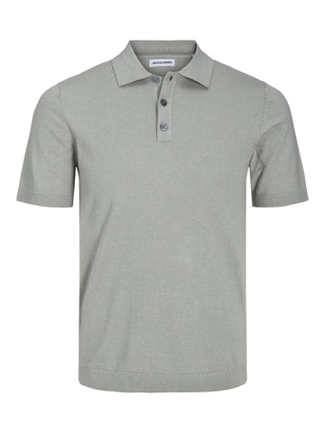 JACK & JONES Men's Jjeemil Knit Polo S/S Sn Pullover Sweater, Wrought Iron, S
