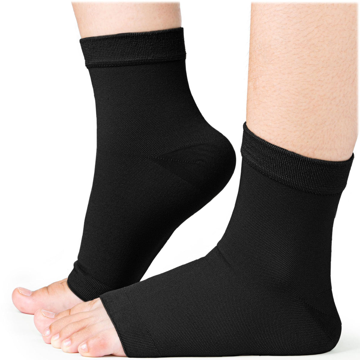 COZLOW Ankle Compression Socks (Small, Black), Effective Ankle Brace w/ 20-30 mmHg Compression for Foot Pain Relief, Ankle Support Sleeve for Plantar Fasciitis, Achilles Tendonitis & Sprain