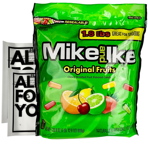 Mike and Ike Original Candy - 1.8 lbs (1 pack) - Chewy Bulk Movie Theater Gummy Candy with 2 ALL.FOR.YOU. Branded Resealable Bags