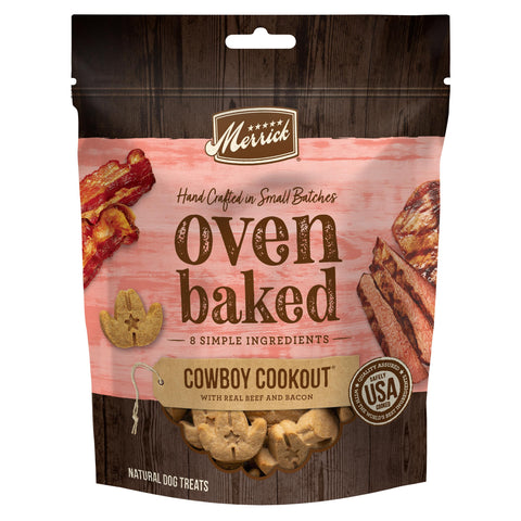 Merrick Oven Baked Dog Treats, Cowboy Cookout with Real Beef and Bacon, Natural Dog Biscuits
